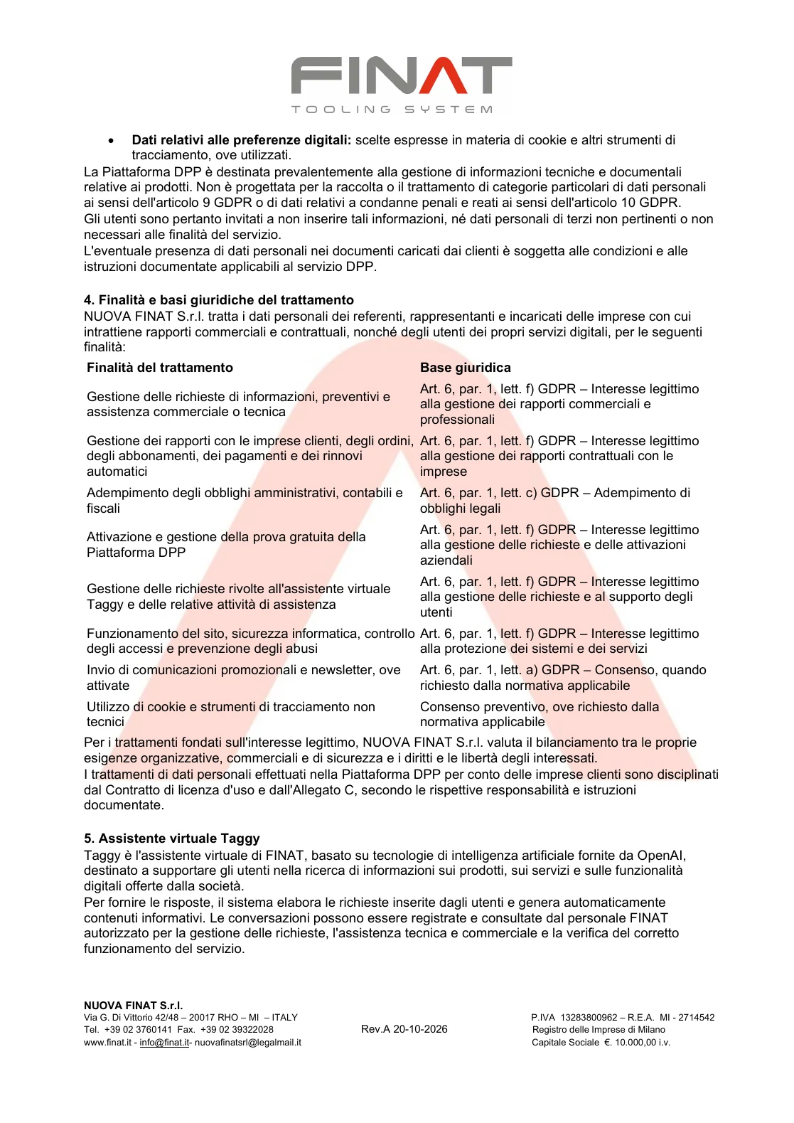 Privacy Policy FINAT - pagina 2 di 6