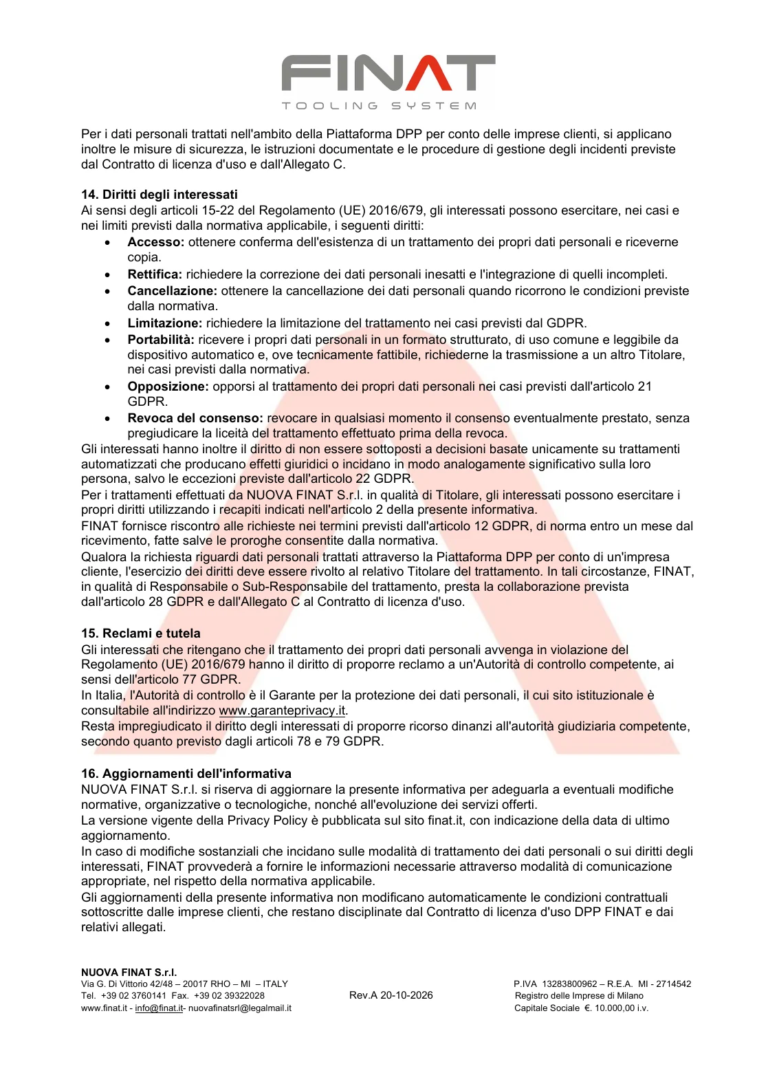 Privacy Policy FINAT - pagina 6 di 6