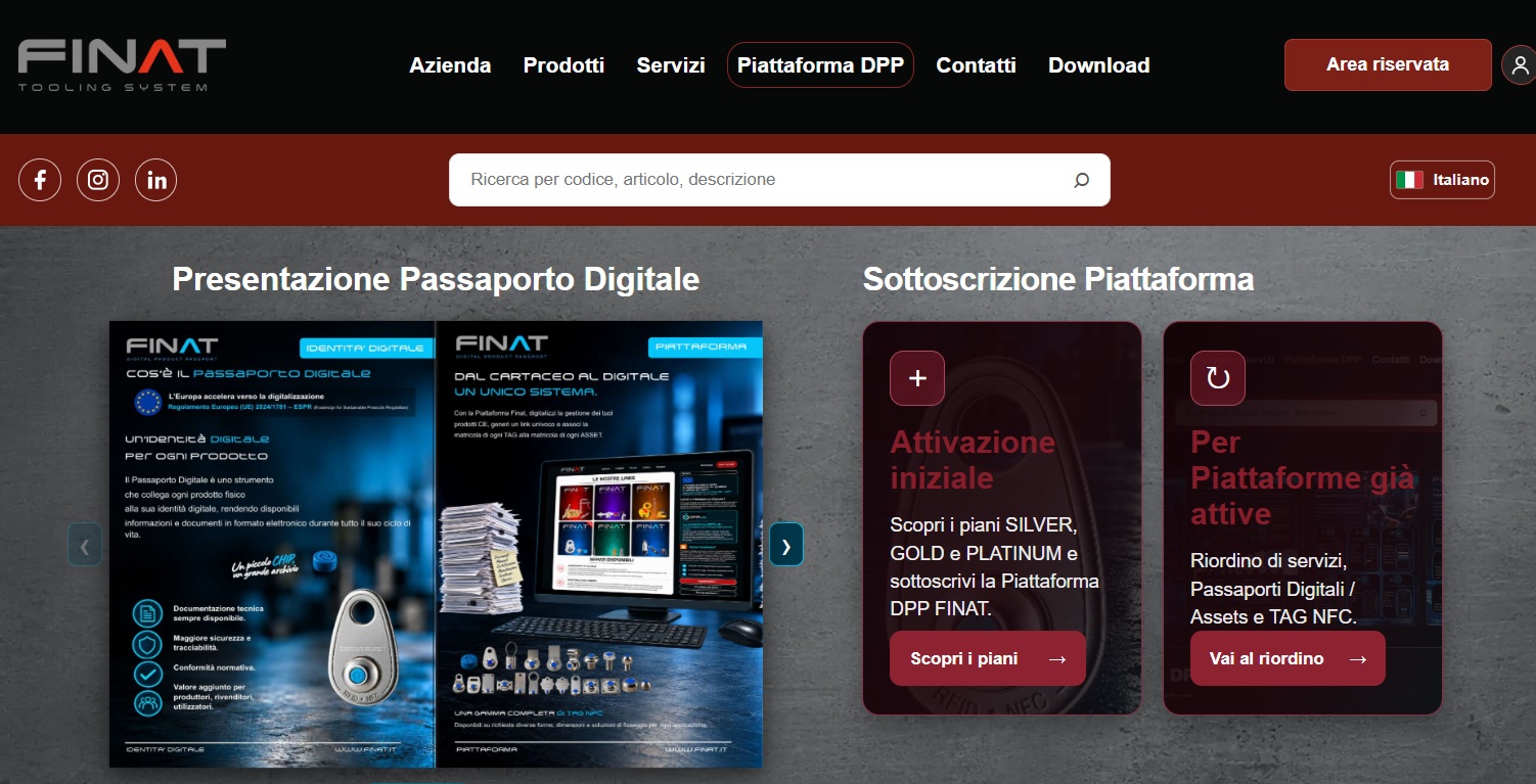 Schermata della pagina Piattaforma DPP